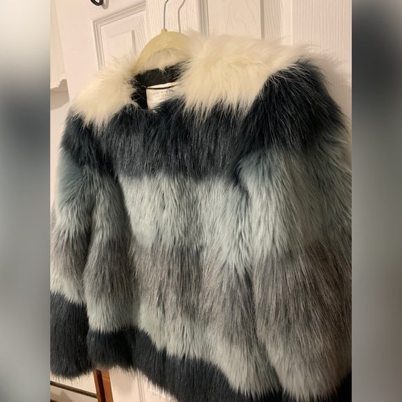 Zara Faux Fur Striped Jacket - Picture 3 of 10